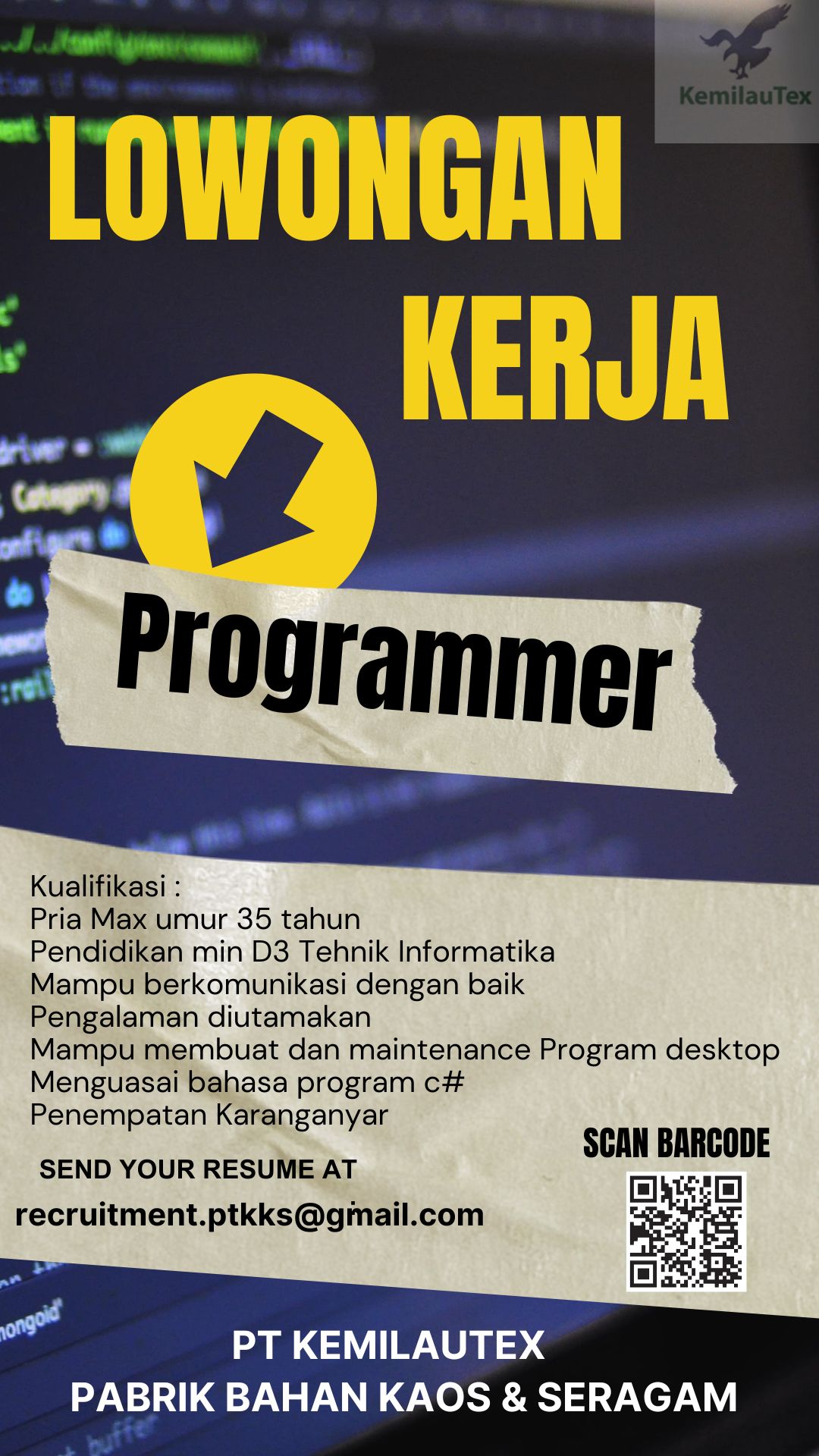 Lowongan Kerja PT. PT KEMILAU KHARISMA SEJAHTERA | TopKarir.com